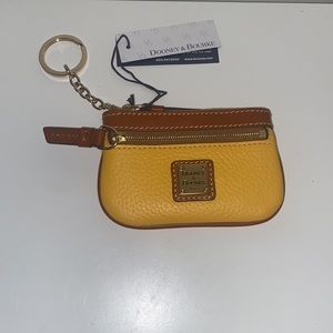 NWT! Dooney & Bourke Grain Leather Coin Case - Yellow/Gold/Brown